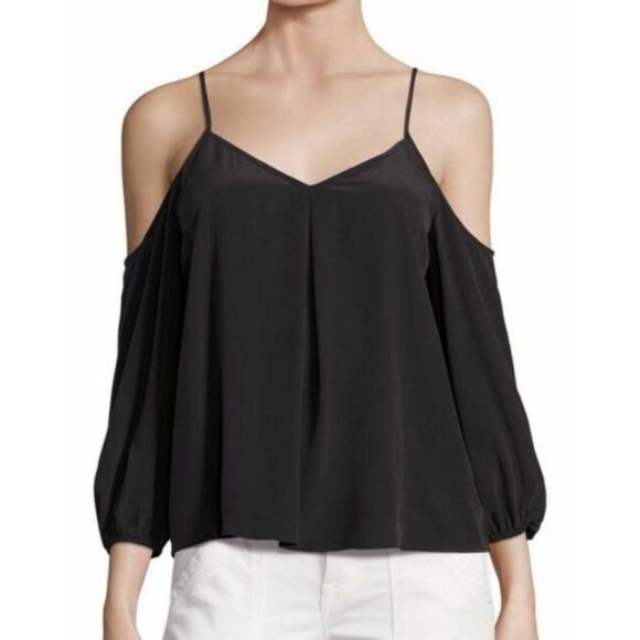 Joie black silk cold shoulder long sleeve top - Picture 10 of 10